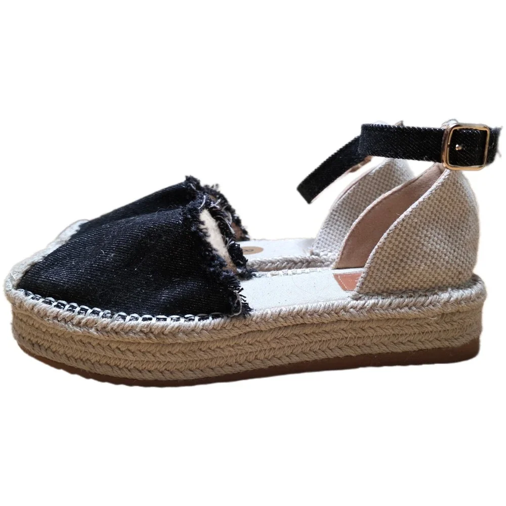 Jellypop‎ Espadrille Wedge Sandals Women's Size 8M Ankle Strap Denim